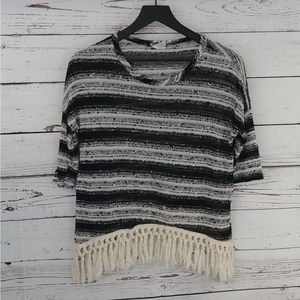 Kensie Girl Fringed‎ Striped Sweater